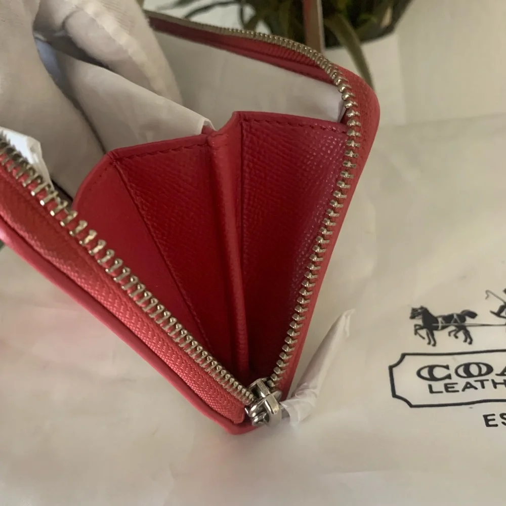 Coach Signature Leather Zip Around Long Accordion Wallet